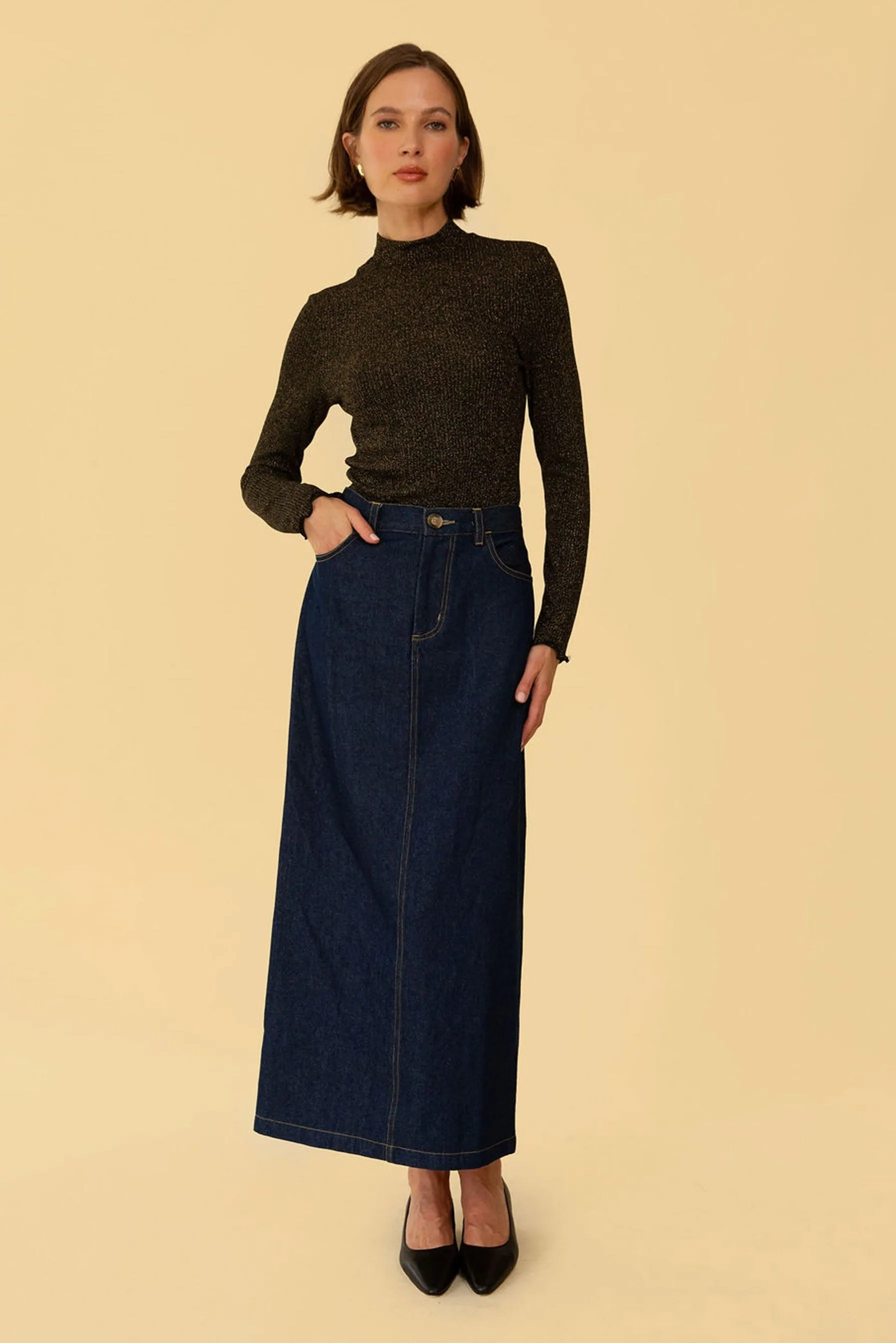 Gigi Top in Black Sparkle