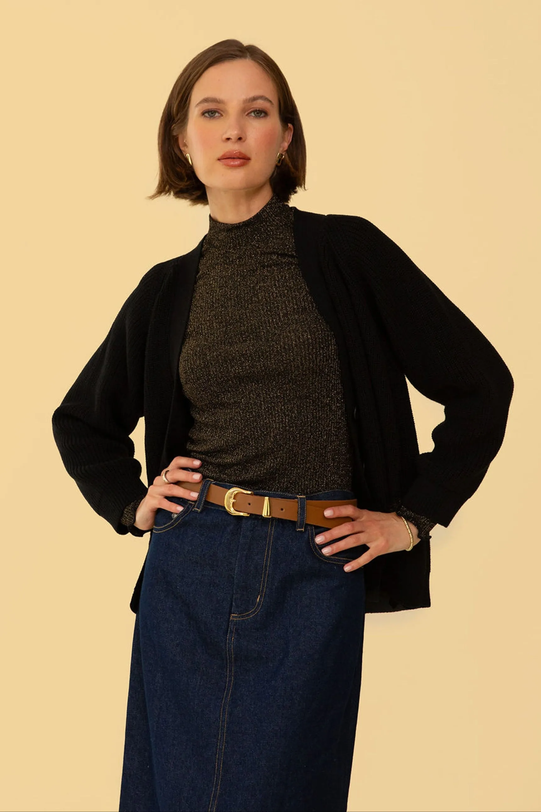 Gigi Top in Black Sparkle