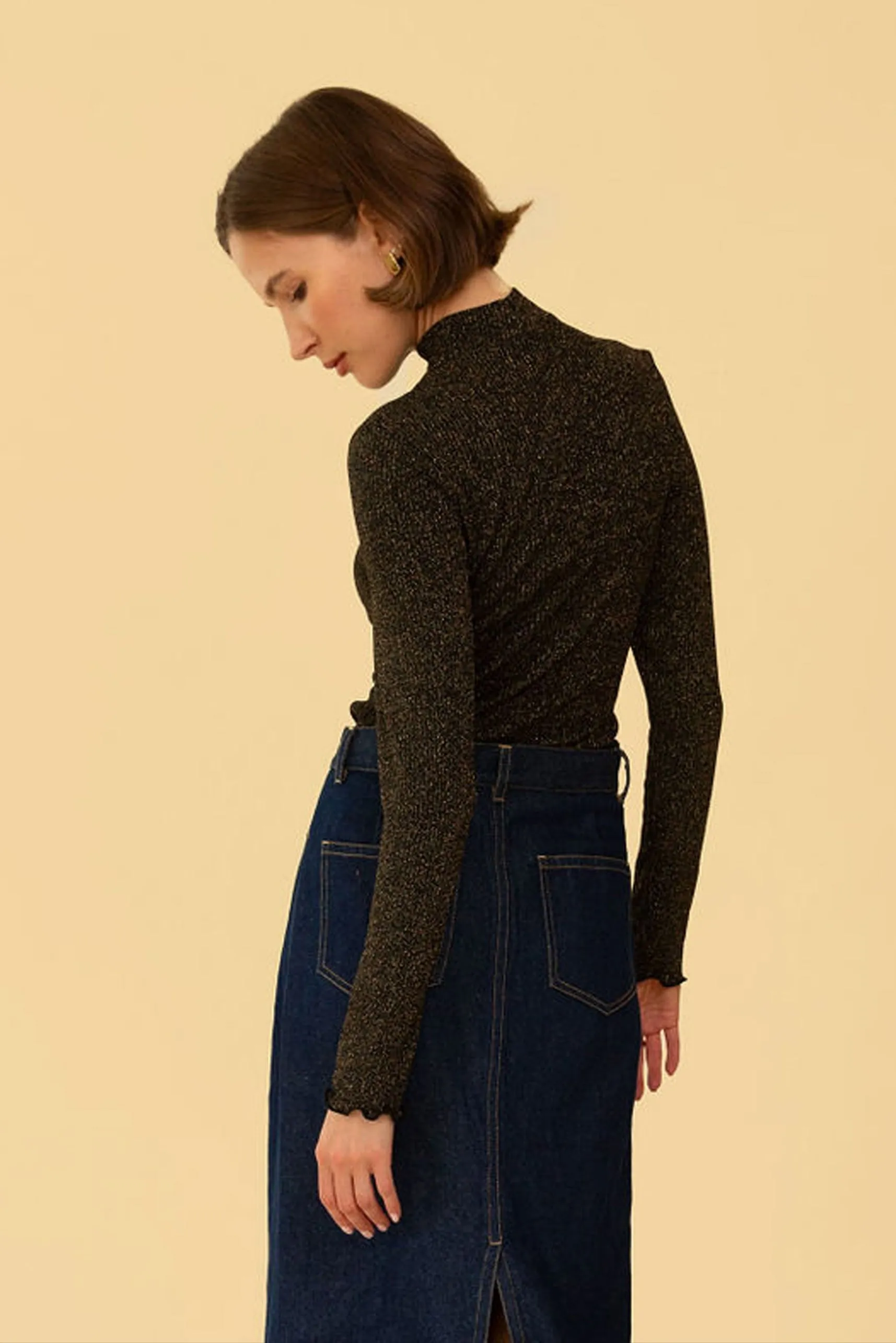 Gigi Top in Black Sparkle