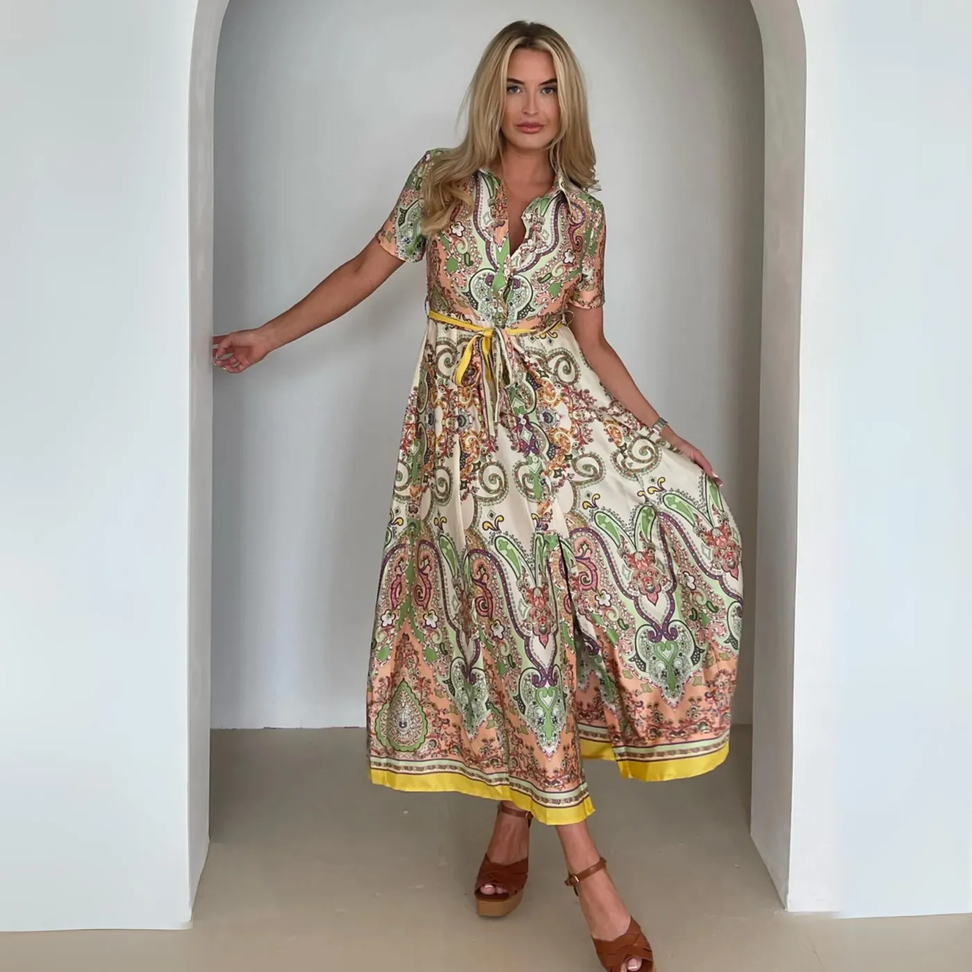 Girl In Mind Aurora Maxi Print Shirt Dress | Print