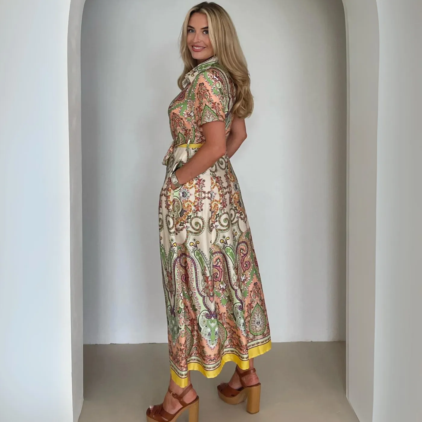 Girl In Mind Aurora Maxi Print Shirt Dress | Print