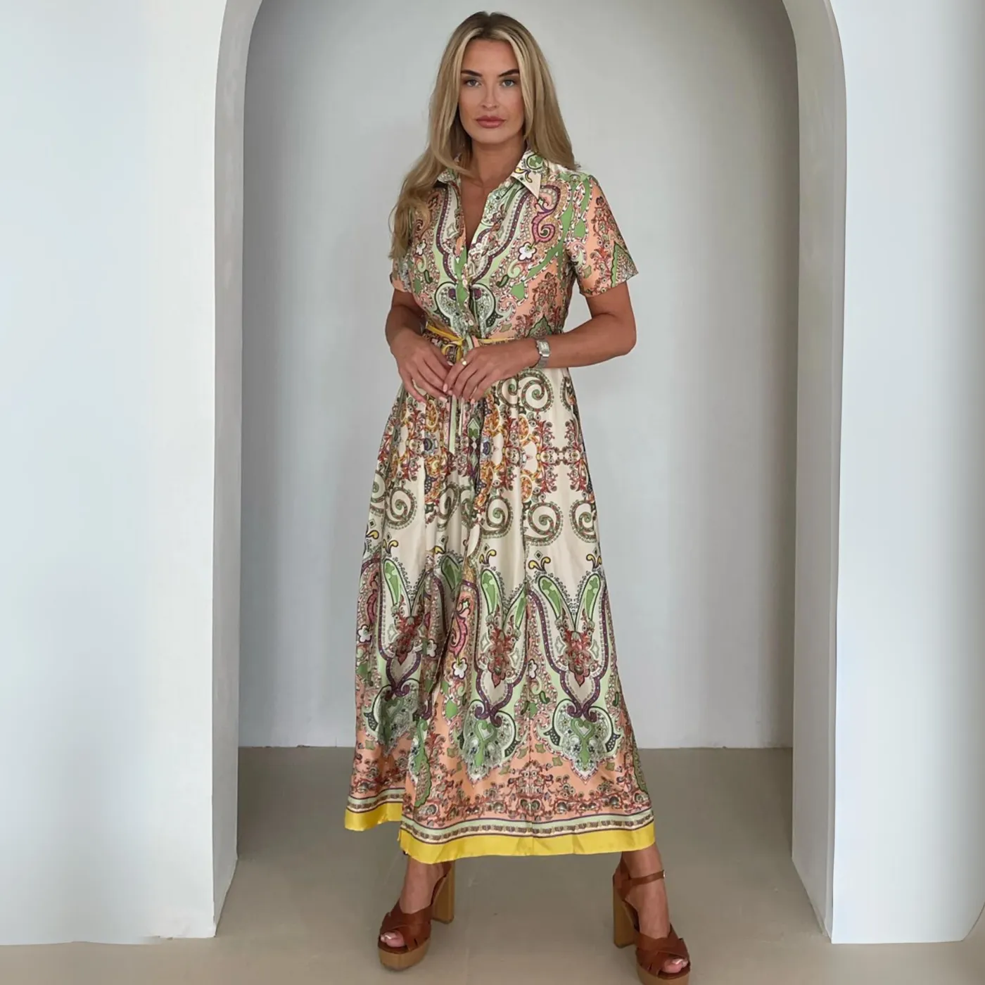 Girl In Mind Aurora Maxi Print Shirt Dress | Print