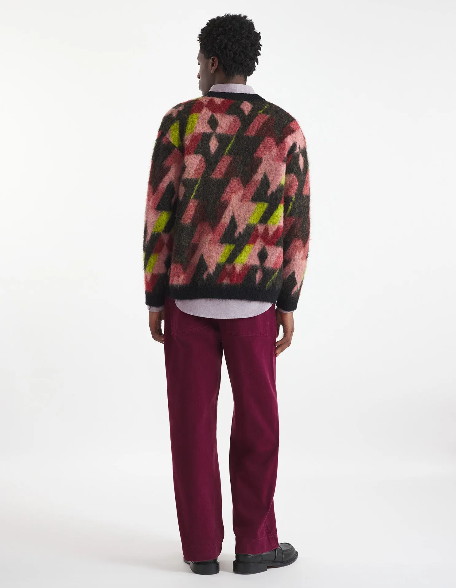 GRAPHIC MOHAIR JACQUARD CARDIGAN
