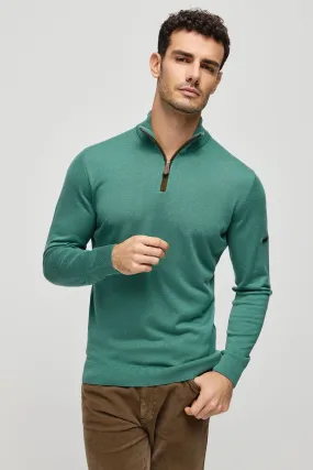 Green Silk Cashmere Utku Half Turtleneck Long Sleeve Men's Knitwear