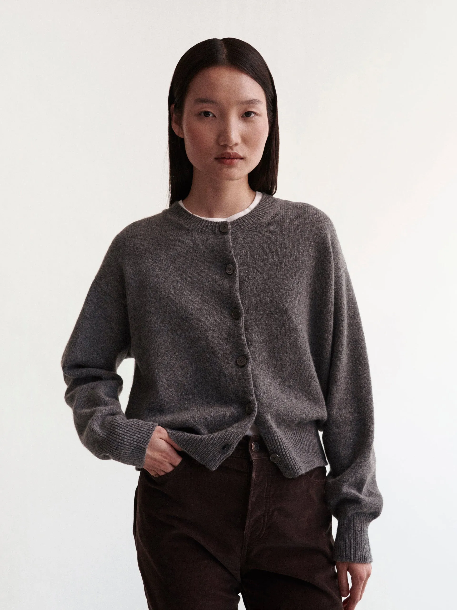 Grey Ada geelong crewneck cardigan