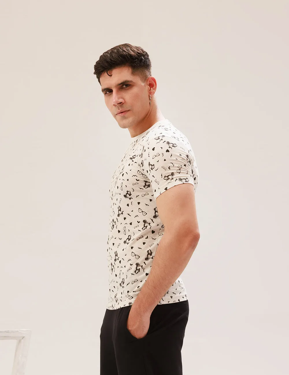 GREY ALL-OVER PRINTED T-SHIRT