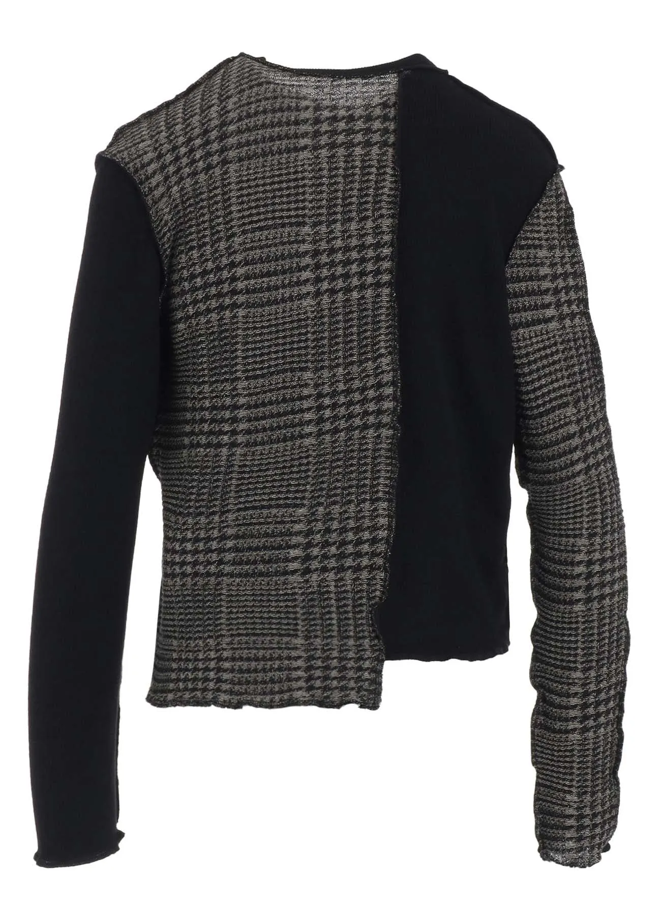 HANDSTOOTH/PLAID PATCHWORK LONG SLEEVE CARDIGAN
