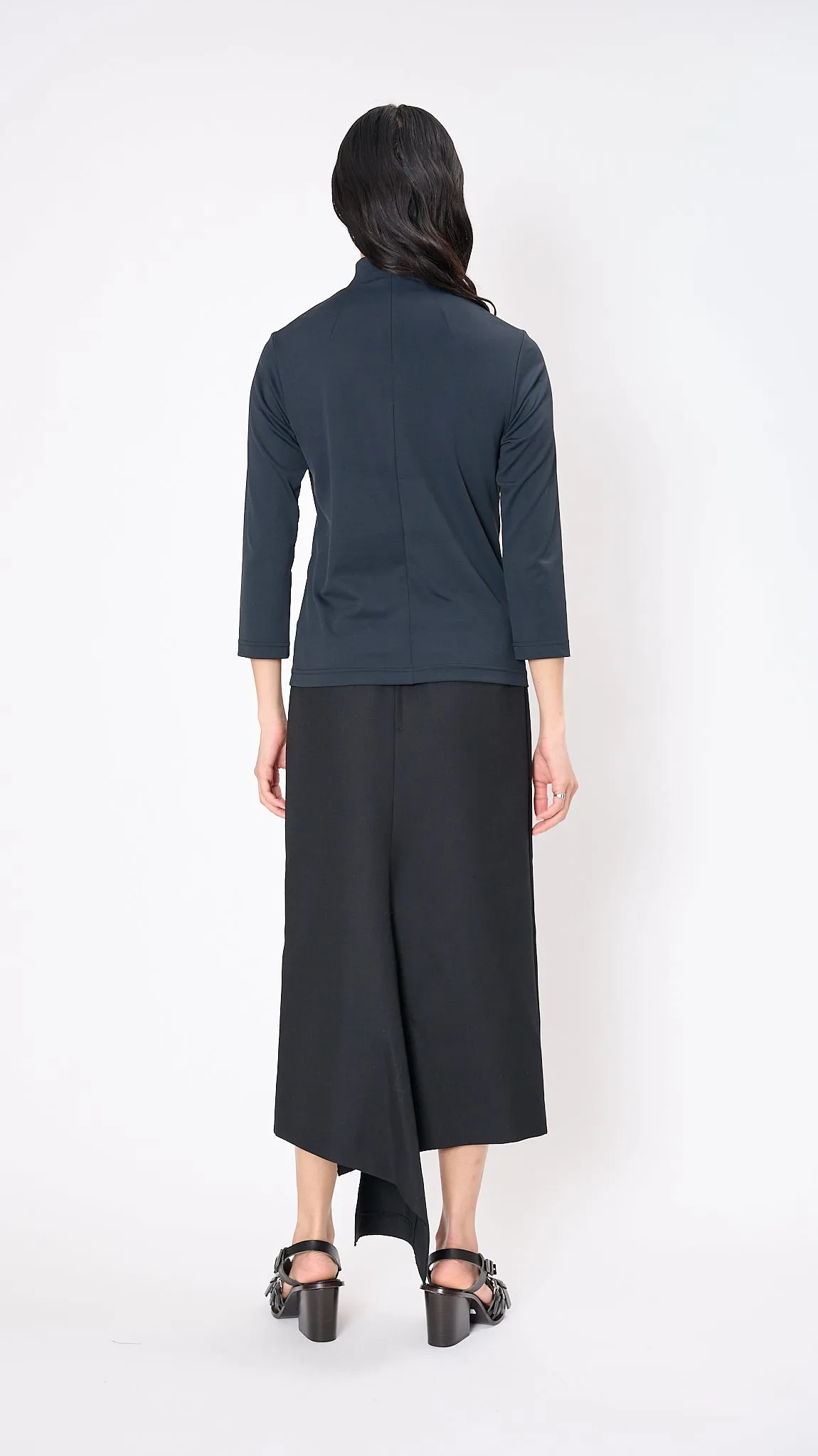 High Neck Zip Top in Navy