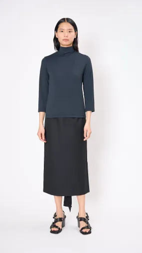 High Neck Zip Top in Navy