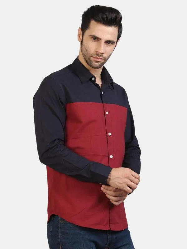 Life Roads full sleeve casual Maroon cotton shirt for Men and boys