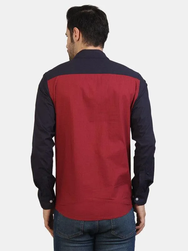 Life Roads full sleeve casual Maroon cotton shirt for Men and boys