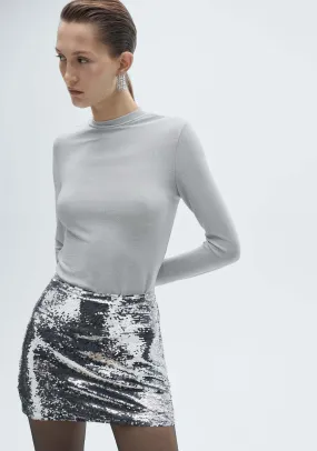 Long sleeve lurex top - Gray