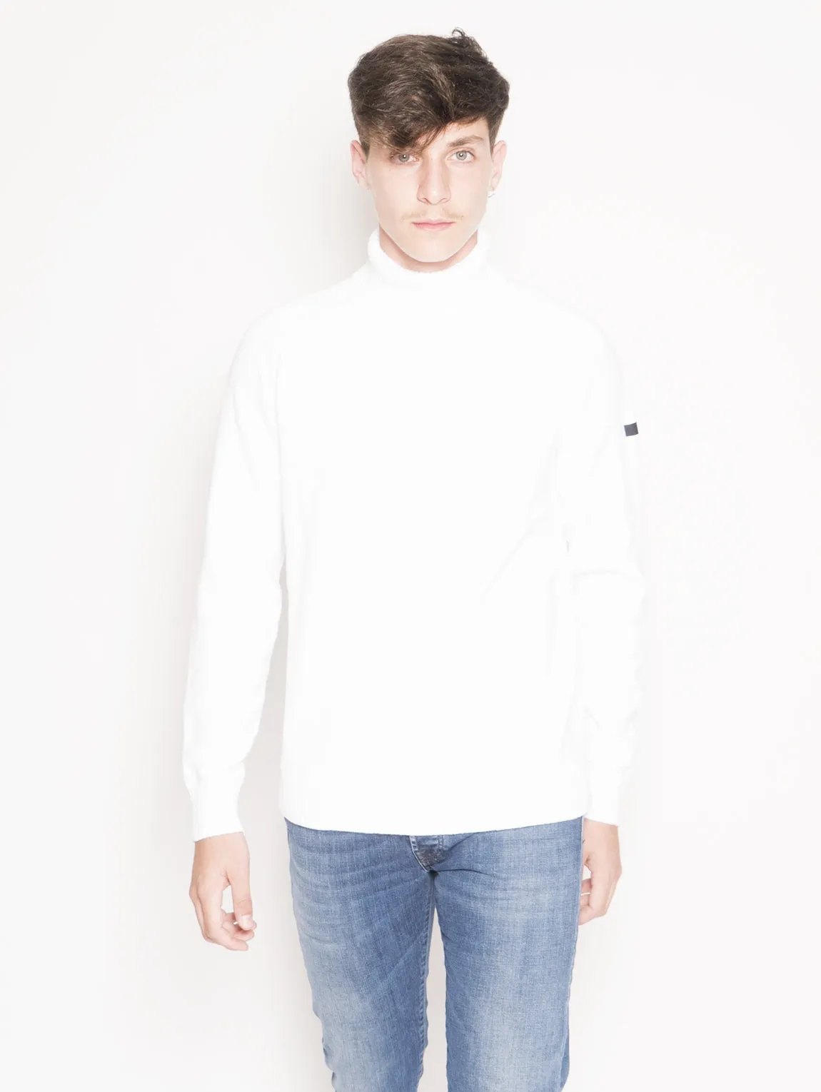 Maglia collo Alto Knit Cotton Plain Turtleneck Bianco