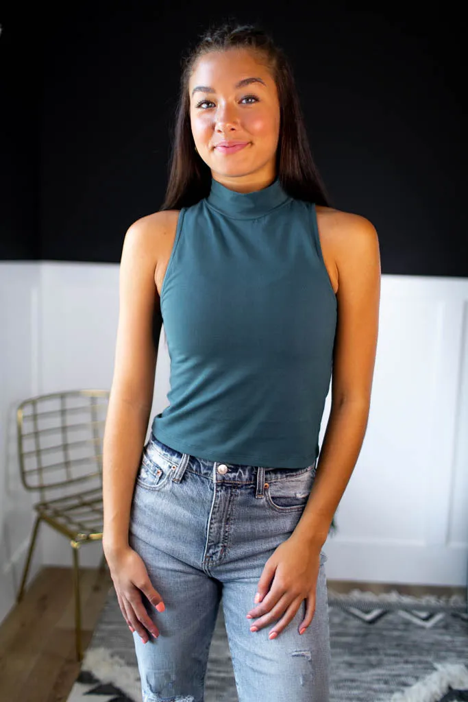 Marissa Turtleneck Top- Pine Green