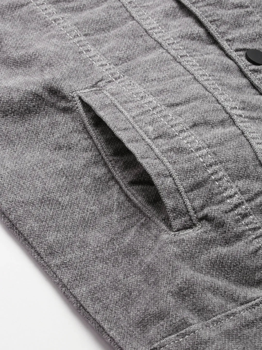 Men Grey Solid Western Jacket