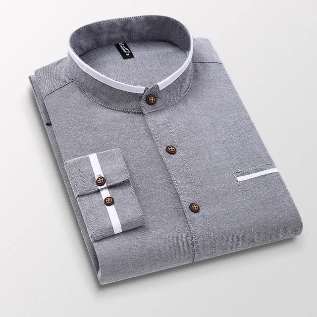 Men Shirt Long Sleeve Oxford Business Dress Casual Slim Fit