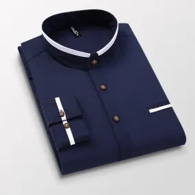 Men Shirt Long Sleeve Oxford Business Dress Casual Slim Fit