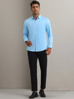 Men's Long Sleeve Button Down Solid Color Business Formal Dress Shirt
