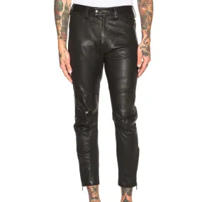 Men's Slim Fit Zippered Cropped Leather Pants MP13