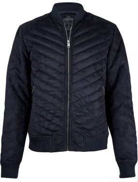 Myers Quilted Suede Bomber Jacket in Navy