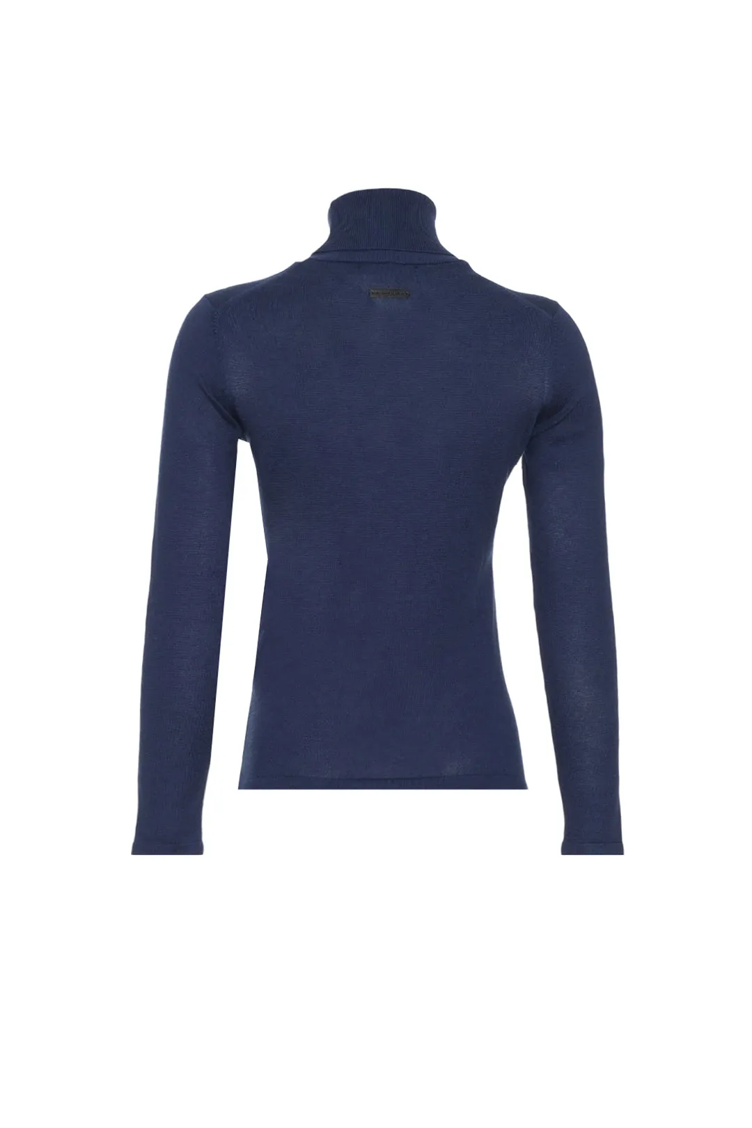 Navy Blue Silk Cashmere Aleyna Turtleneck Long Sleeve Women's Knitwear