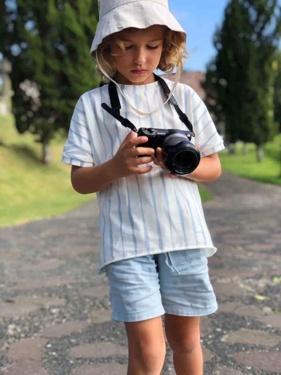 Organic t-shirt with Blue stripes