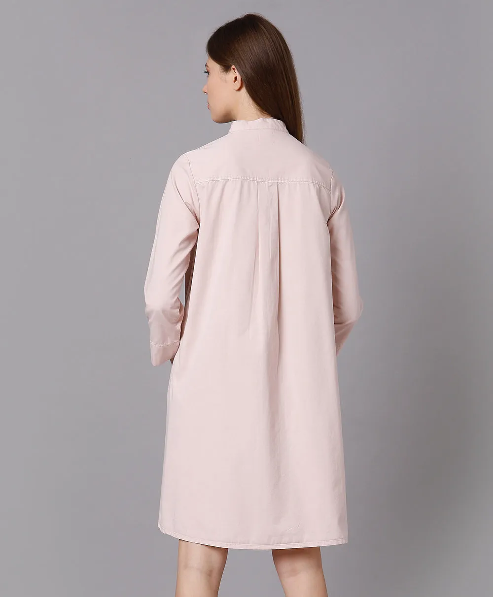 Pastel Pink Cotton Shirt Dress