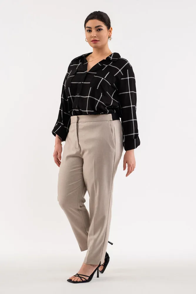 Plus Grid Button Up in Black by The Workshop Studio