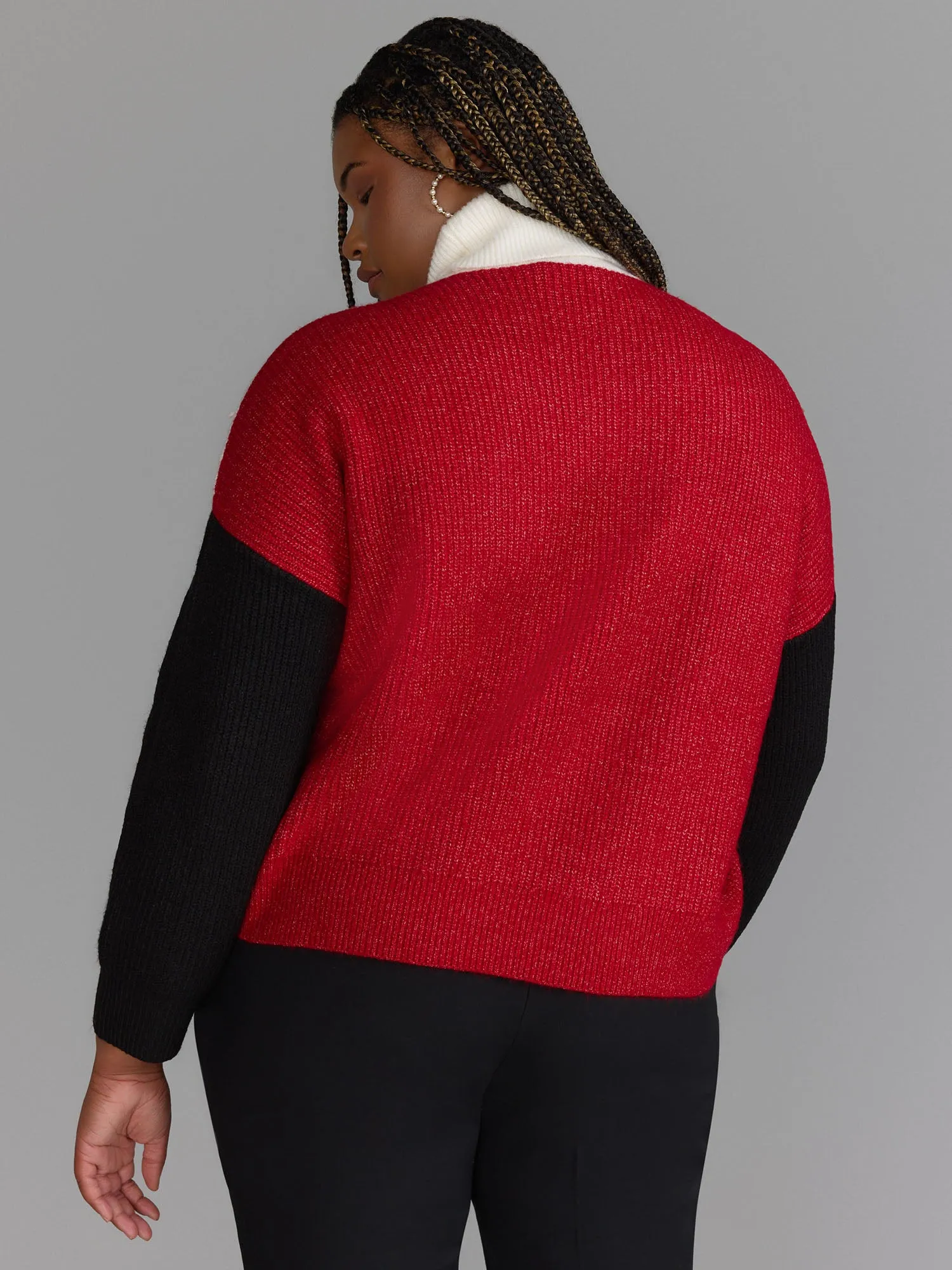 Plus Long Sleeve Colorblock Sweater