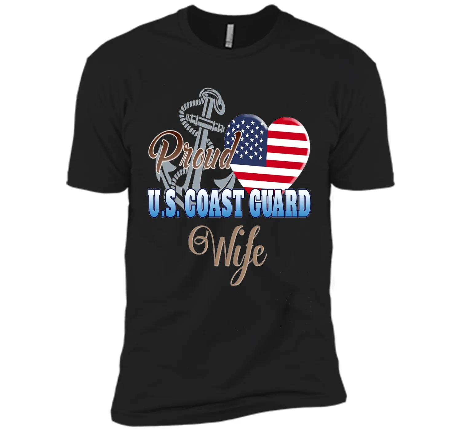 Proud U.S. Coast Guard Wife Patriotic Heart T Shirt t-shirt