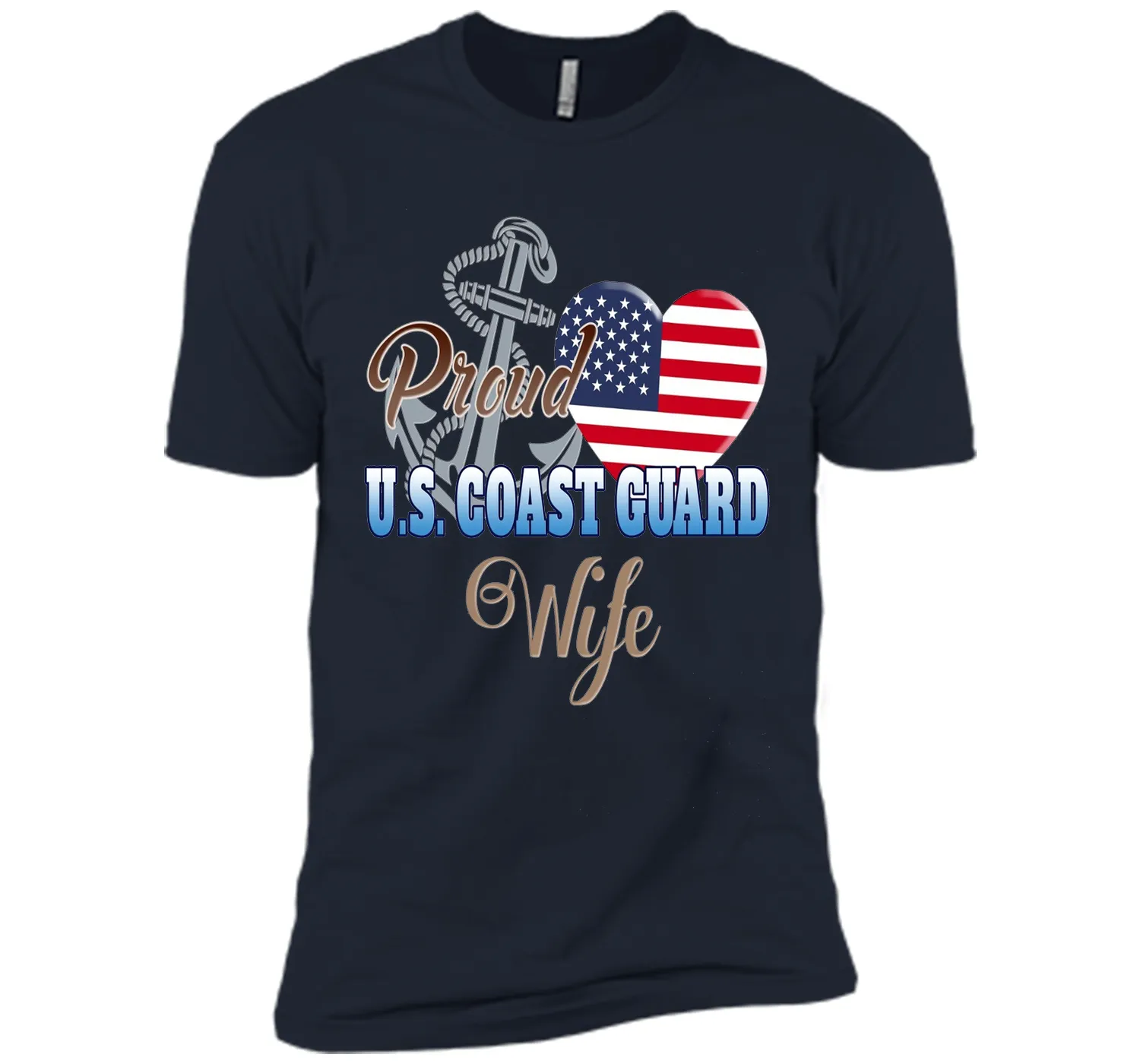Proud U.S. Coast Guard Wife Patriotic Heart T Shirt t-shirt