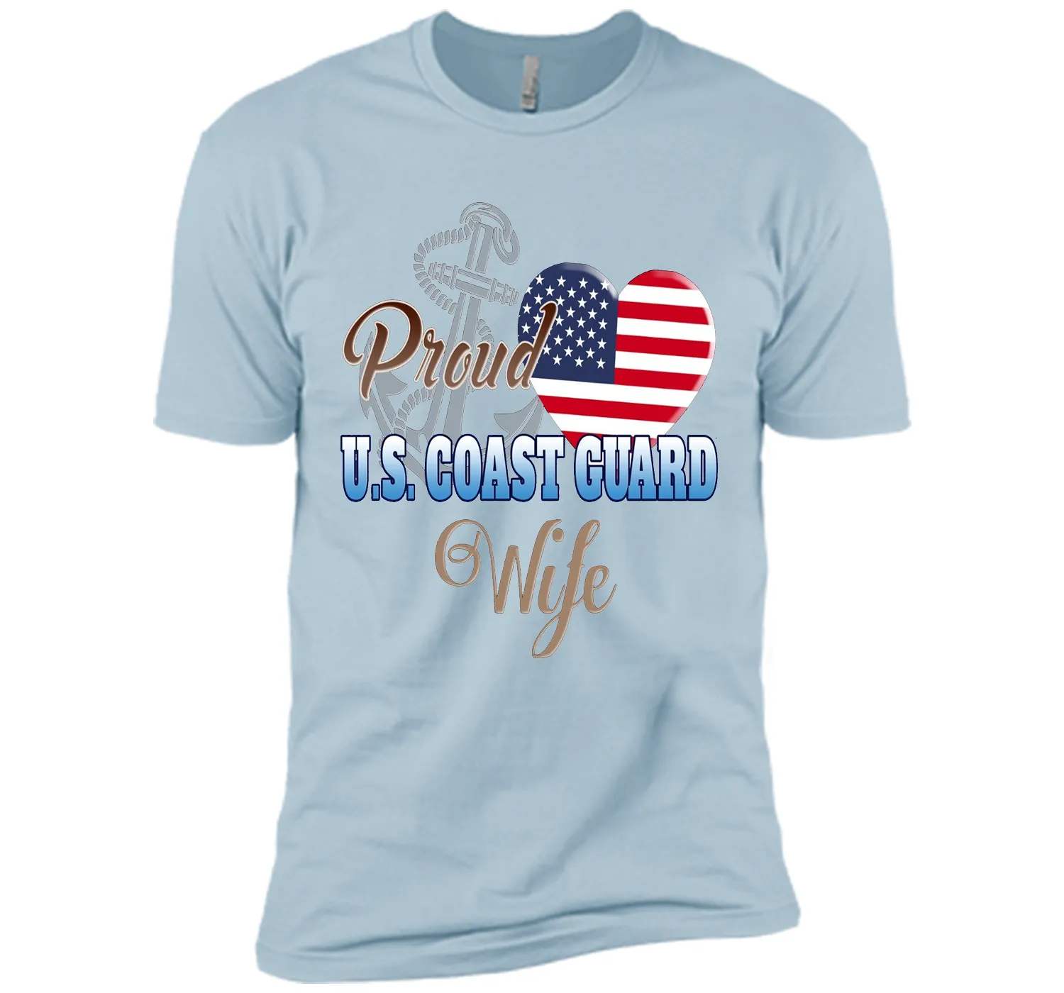 Proud U.S. Coast Guard Wife Patriotic Heart T Shirt t-shirt