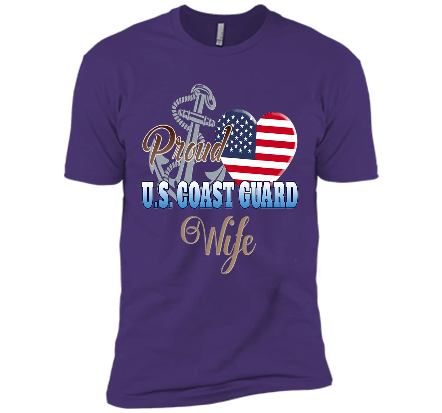 Proud U.S. Coast Guard Wife Patriotic Heart T Shirt t-shirt