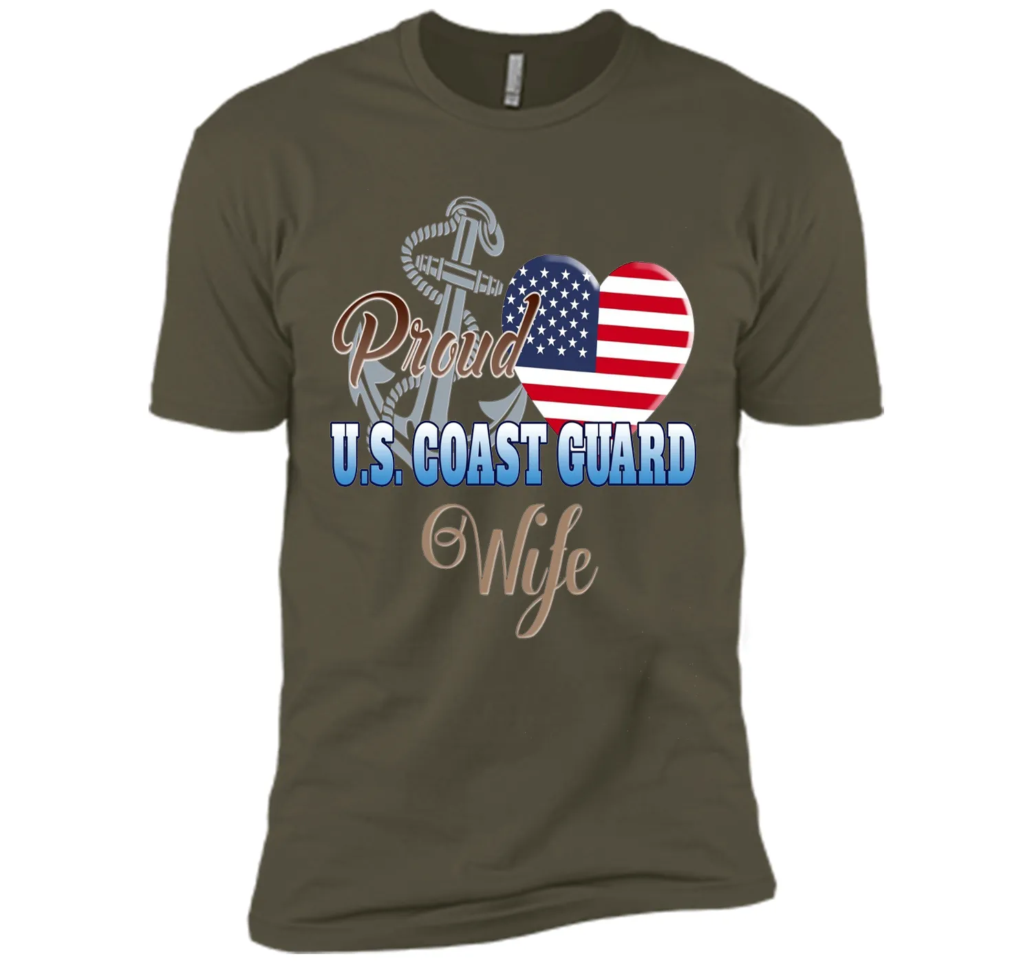 Proud U.S. Coast Guard Wife Patriotic Heart T Shirt t-shirt