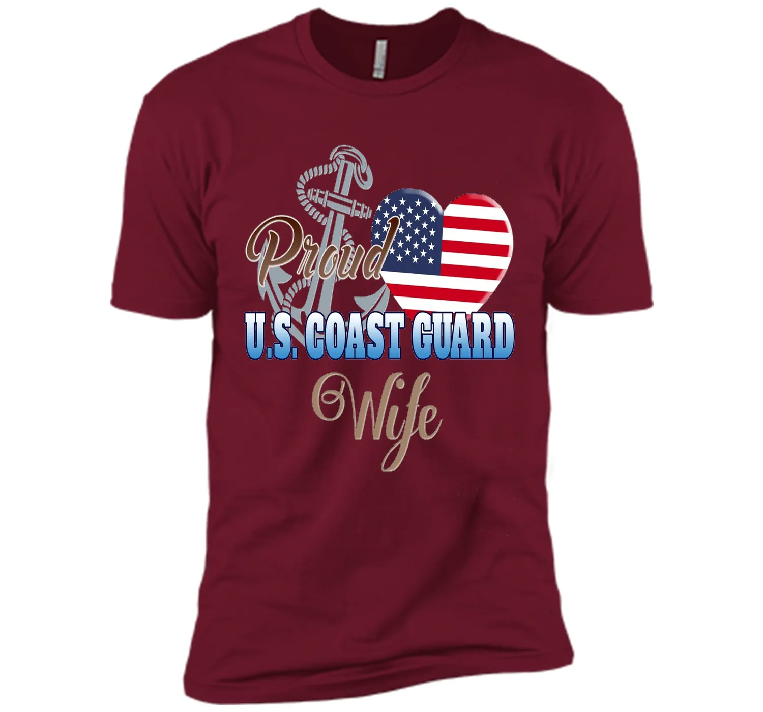 Proud U.S. Coast Guard Wife Patriotic Heart T Shirt t-shirt