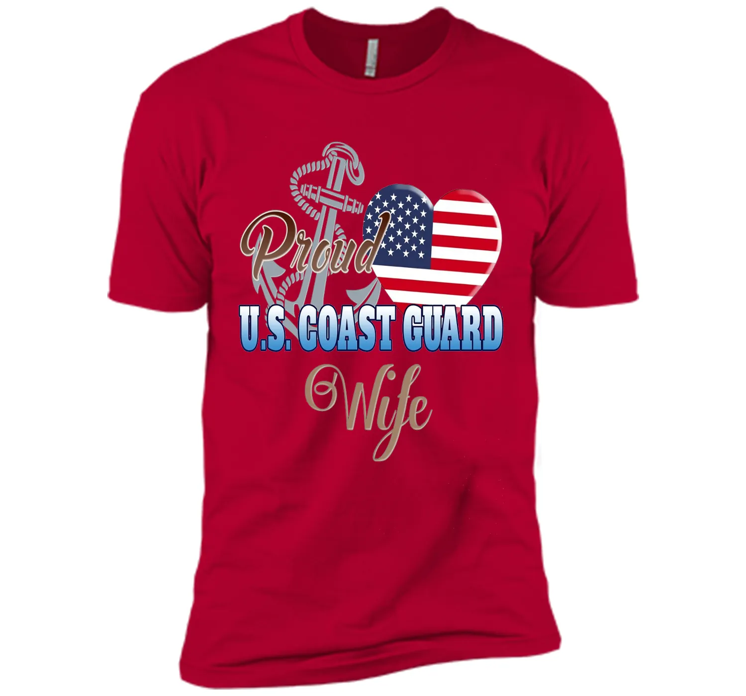 Proud U.S. Coast Guard Wife Patriotic Heart T Shirt t-shirt