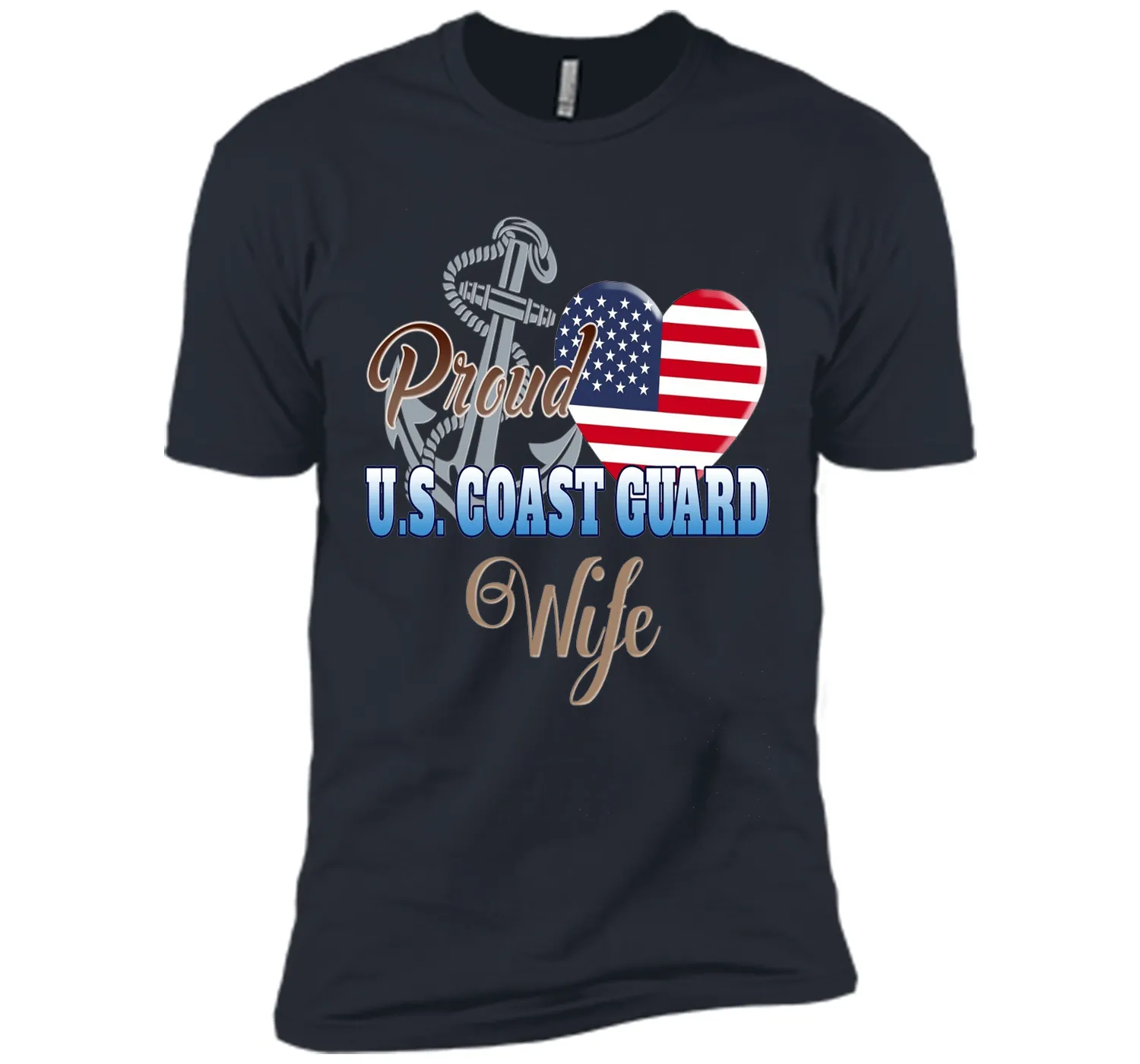 Proud U.S. Coast Guard Wife Patriotic Heart T Shirt t-shirt