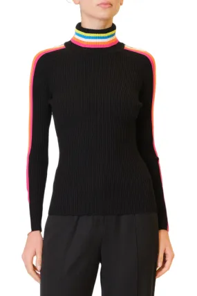 Racer Stripe Turtleneck Black Multi - MILLY