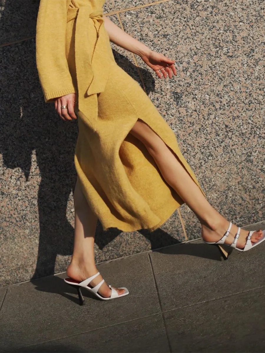 Sexy One-shoulder Long-sleeved Split Knit Sweater Dress
