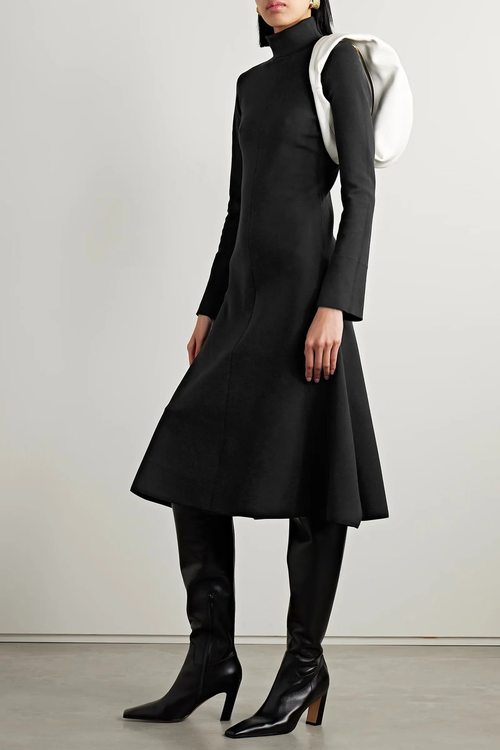 Silk-blend Turtleneck Midi Dress
