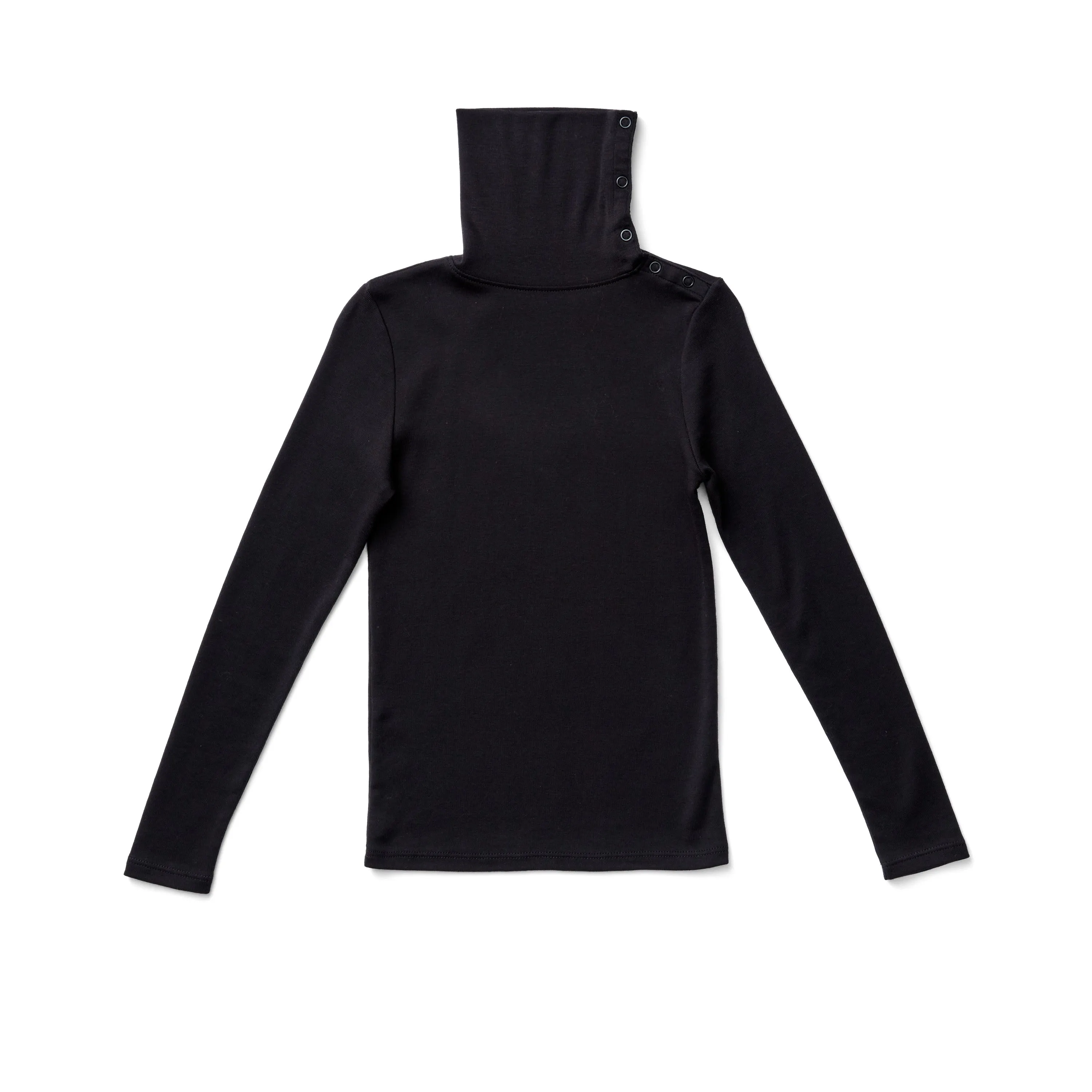 Soor Ploom Long Sleeve Snap Turtleneck - Black