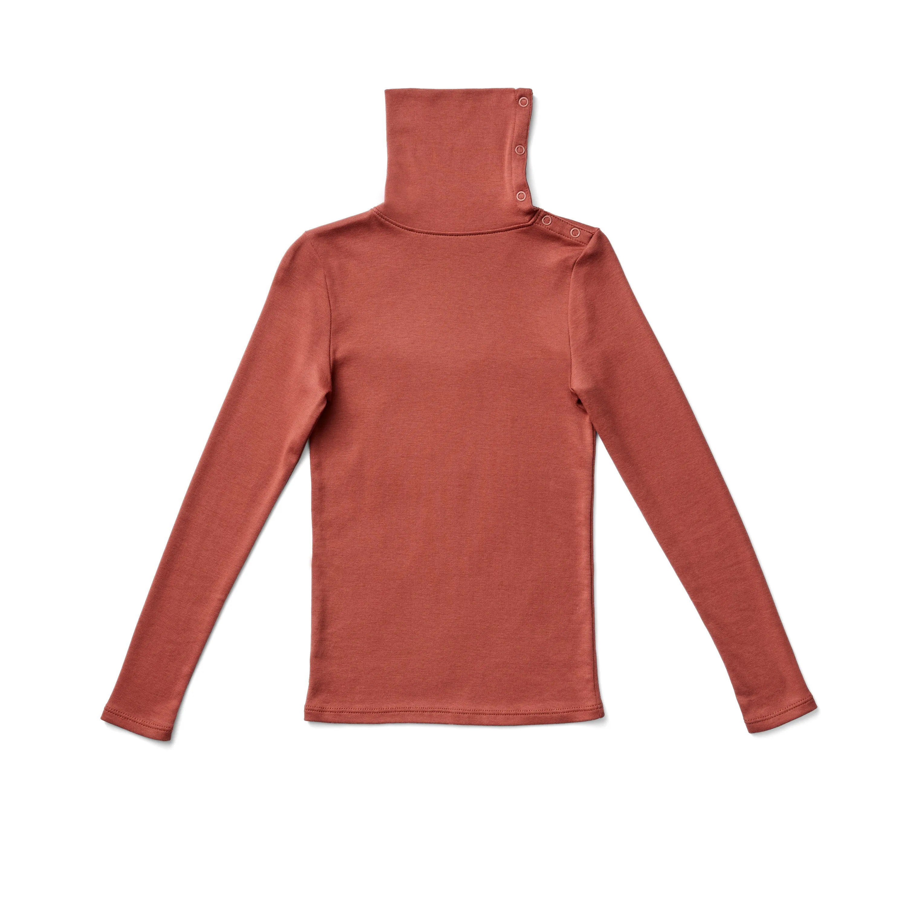 Soor Ploom Long Sleeve Snap Turtleneck - Terracotta