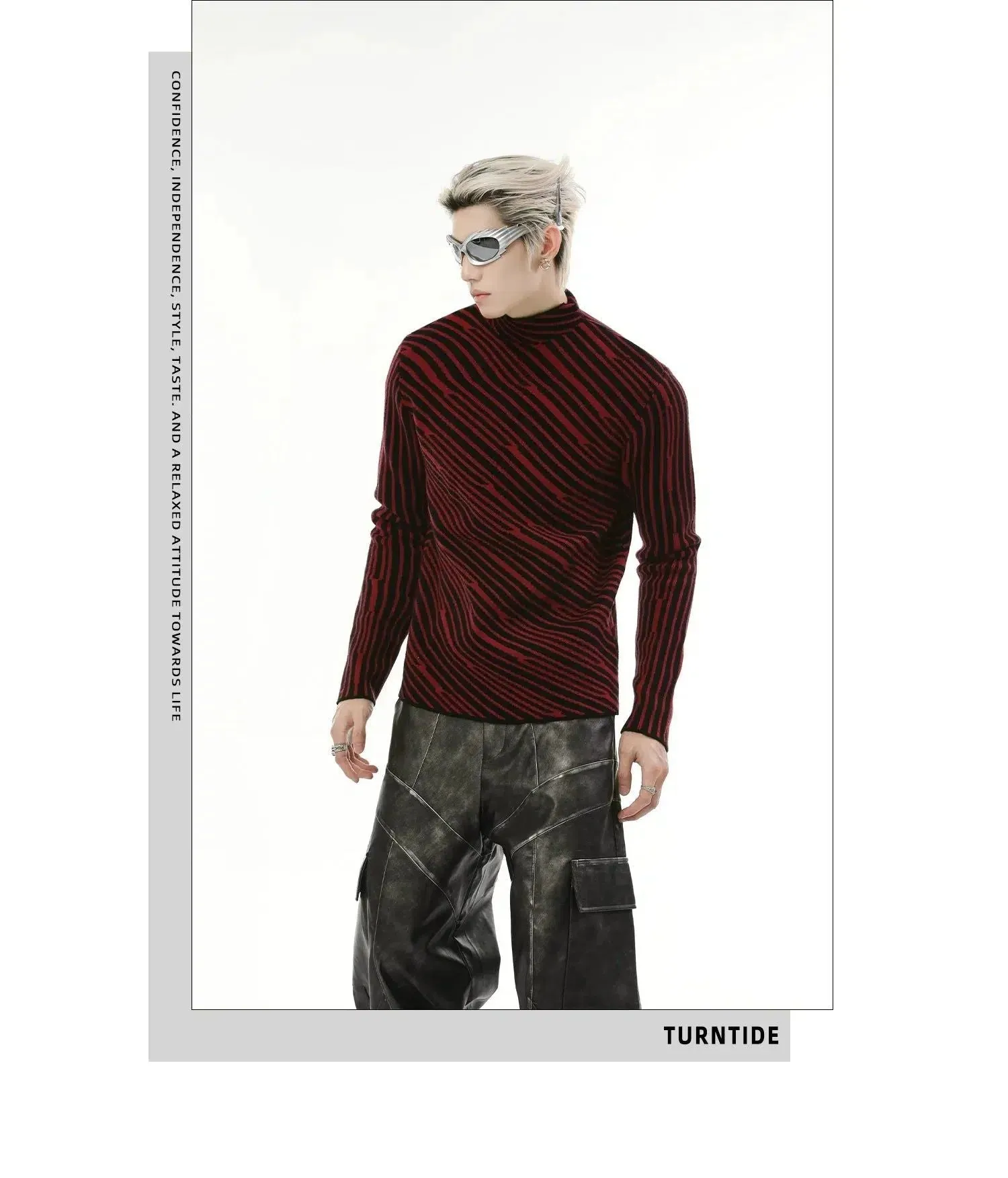Striped Contrast Slim Fit Turtleneck