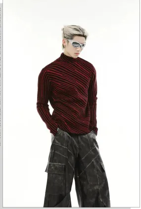 Striped Contrast Slim Fit Turtleneck