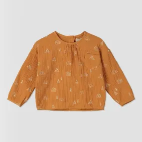 Taylor top in pumpkin tents print