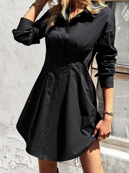 TEEK - Slim Pleated Shirt Dress