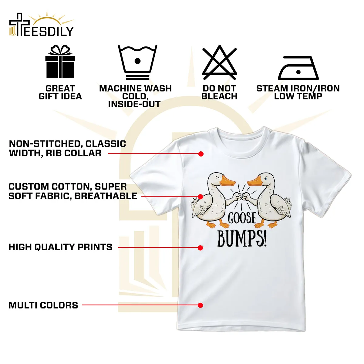 Teesdily | Goose Bumps Shirt, Silly Goose T-shirt, Funny Goose Sweatshirt Hoodie Mug, Goose Lover Tee, Funny Goose Couple, Sarcastic Goose Gifts