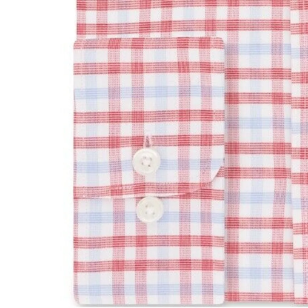 Tommy Hilfiger Men's Athletic Fit Plaid Red Size 14.5x32-33