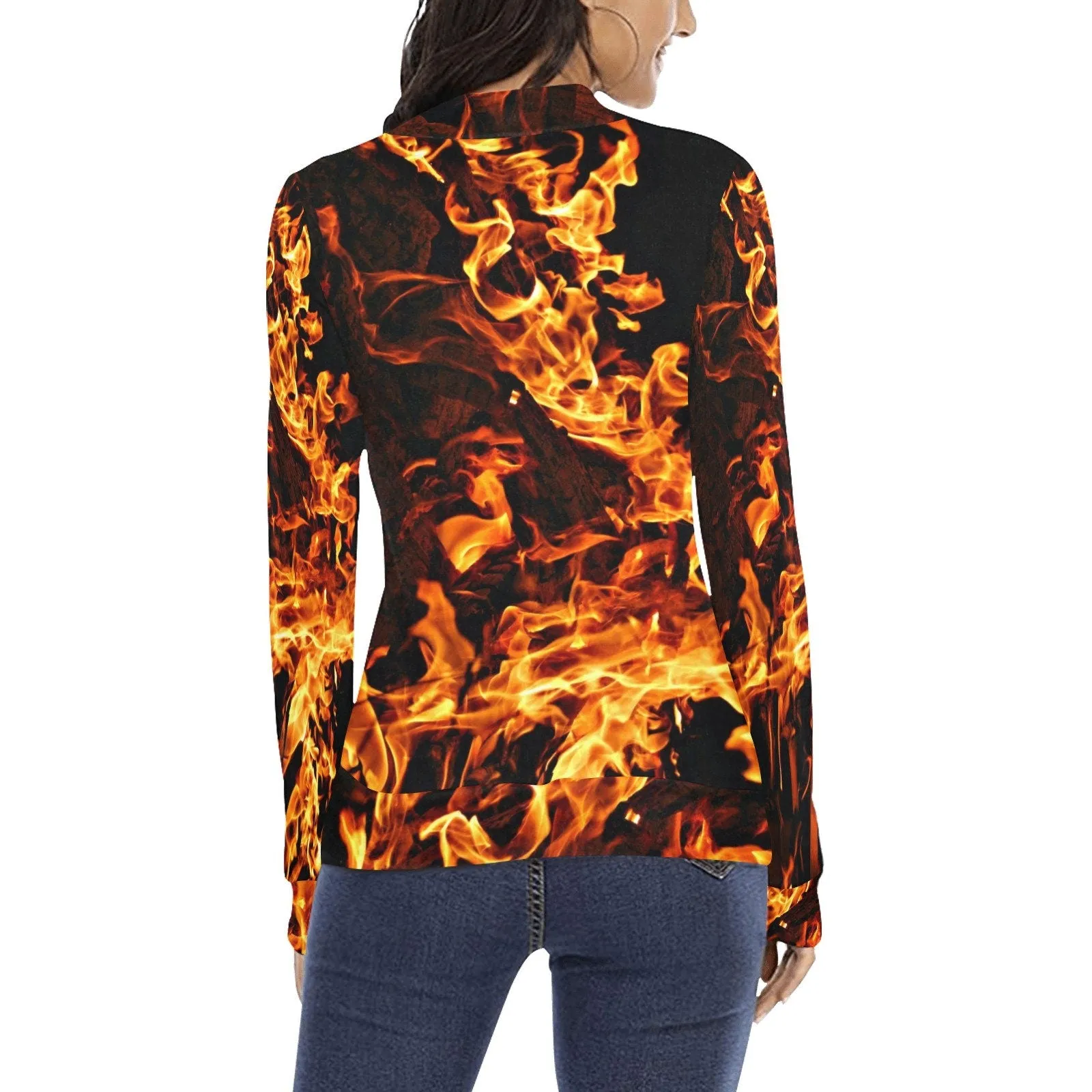 Turtle Neck Fire Flames Pullover,Gift for Christmas/Thanksgiving/Birthday/Graduation/Halloween/Housewarming/New Year/Anniversary/Back2School