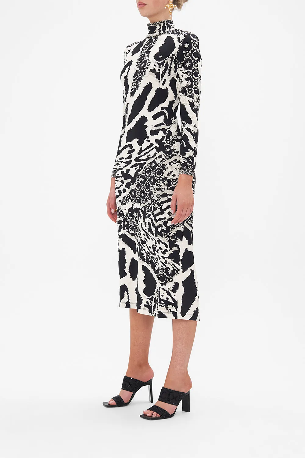 TURTLENECK JERSEY DRESS FELINE FANTASY